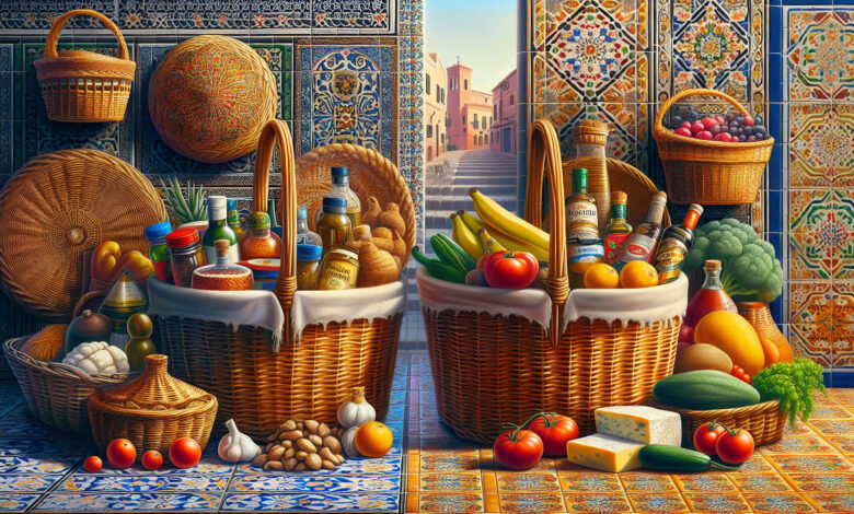Paniers à provisions du Maroc et Espagne, comparaison coût vie.